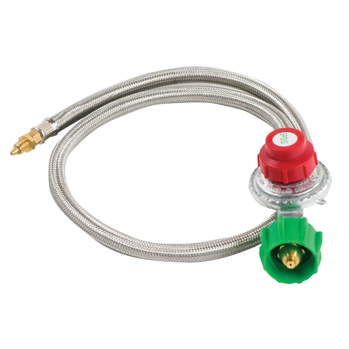 212 MAIN Adjustable LPG Gas Regulator with Brass Valve, Swivel Orifice, 10 psi Hose, Stainless Steel Construction for Kitchen Fryers (Model M5HPR)