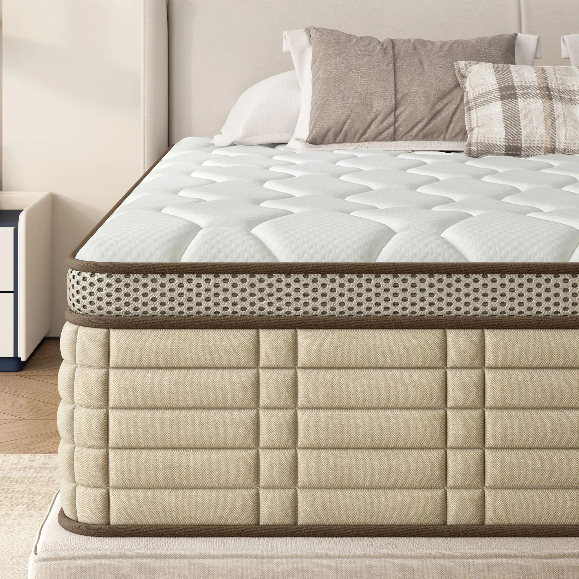 Hybrid Memory Foam Mattress in a Box - Queen Size, Full Size Mattresses, Fiberglass-Free, Ergonomically Designed, Stay Cool, Pressure-Reducing for Medium Firm Restful Sleep