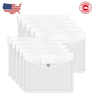Binder Pocket, 10 Pack Super Heavyweight Plastic Folders with Tight Closure, Clear