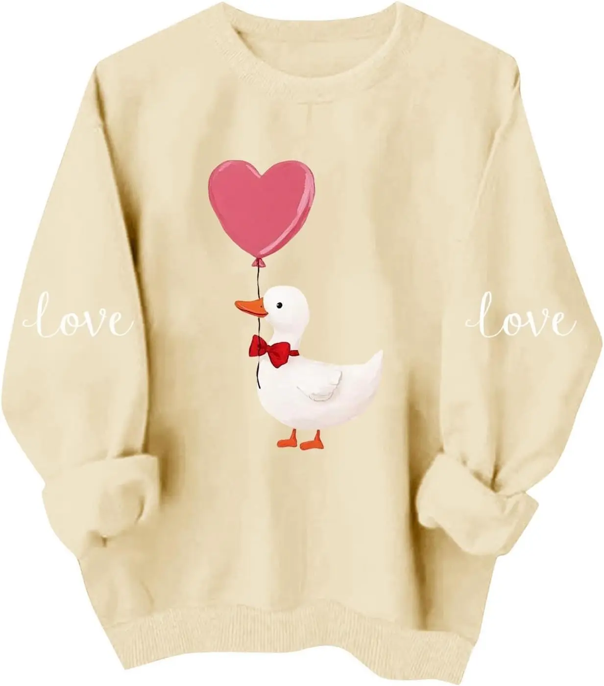 Womens Sweatshirts Casual Cute Heart Graphic Print Pullover Tops Oversized Long Sleeve Crewneck Shirts