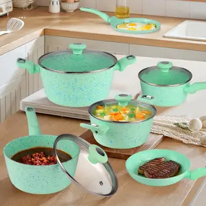 10+3pcs Pots and Pans Set Non Stick Kitchen Cookware Sets Induction Cookware Nonstick Cooking Set with Frying Pans, Saucepans, Kitchenware,stock up on specials,Valentines Day gifts non-stick sauce deep fryer roasting omelette Souppot  Aluminium Glass Lid