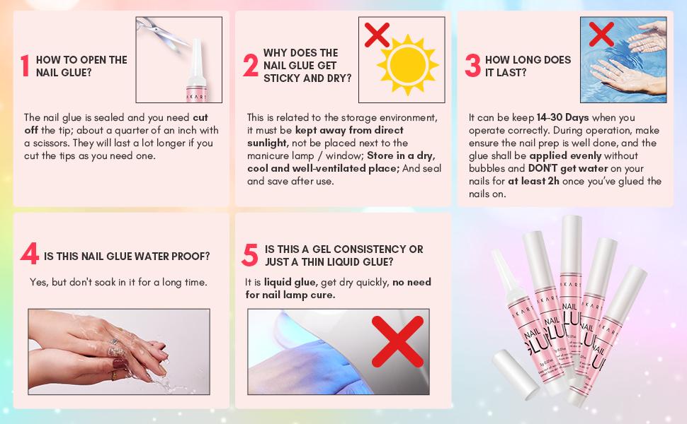 Makartt Super Strong Nail Glue for Acrylic Nails Press On Nails Nail Tips Glue for Stick On Nails Long Lasting Nail Glue for Fake Nails Broken Nails Repair Professional Nail Adhesive Bond 0.07oz 5Pcs sallys nailglue Nail Art Nail Care