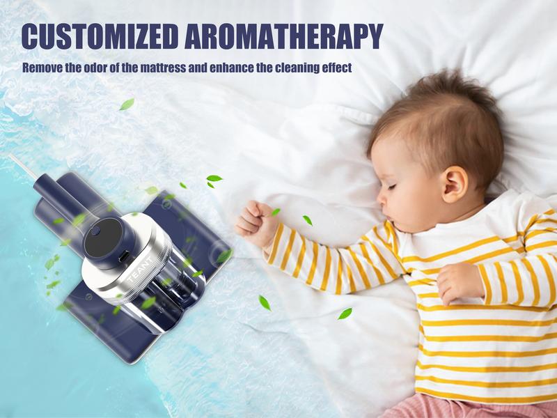 【Teant】 Mattress Vacuum Cleaner for Dust Mites Removal, Bed Vacuum with UV-C Light & 149°F Hot Air & Aroma Tablet & LED Display, 16Kpa Powerful Suction Double-Cup Handheld Vacuum Cleaner With HEPA Filter for Bed, Couch, Sofa, Carpet Deep Cleaning Machine 【Teant】 Mattress Vacuum Cleaner for Dust Mites Removal, Bed Vacuum with UV-C Light & 149°F Hot Air & Aroma Tablet & LED Display, 16Kpa Powerful Suction Double-Cup Handheld Vacuum Cleaner With HEPA Filter for Bed, Couch, Sofa, Carpet Deep Cleaning Machine