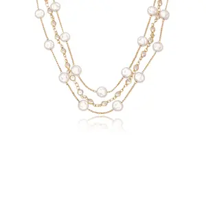 Ettika Dressed in Pearls Layered Necklace with Pearl Beads and Chain