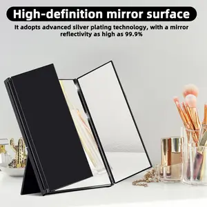 Tri-Fold Dimmable LED Mirror – Portable Wide-Angle Design with Full-Face Clarity, Ideal for Travel & Home