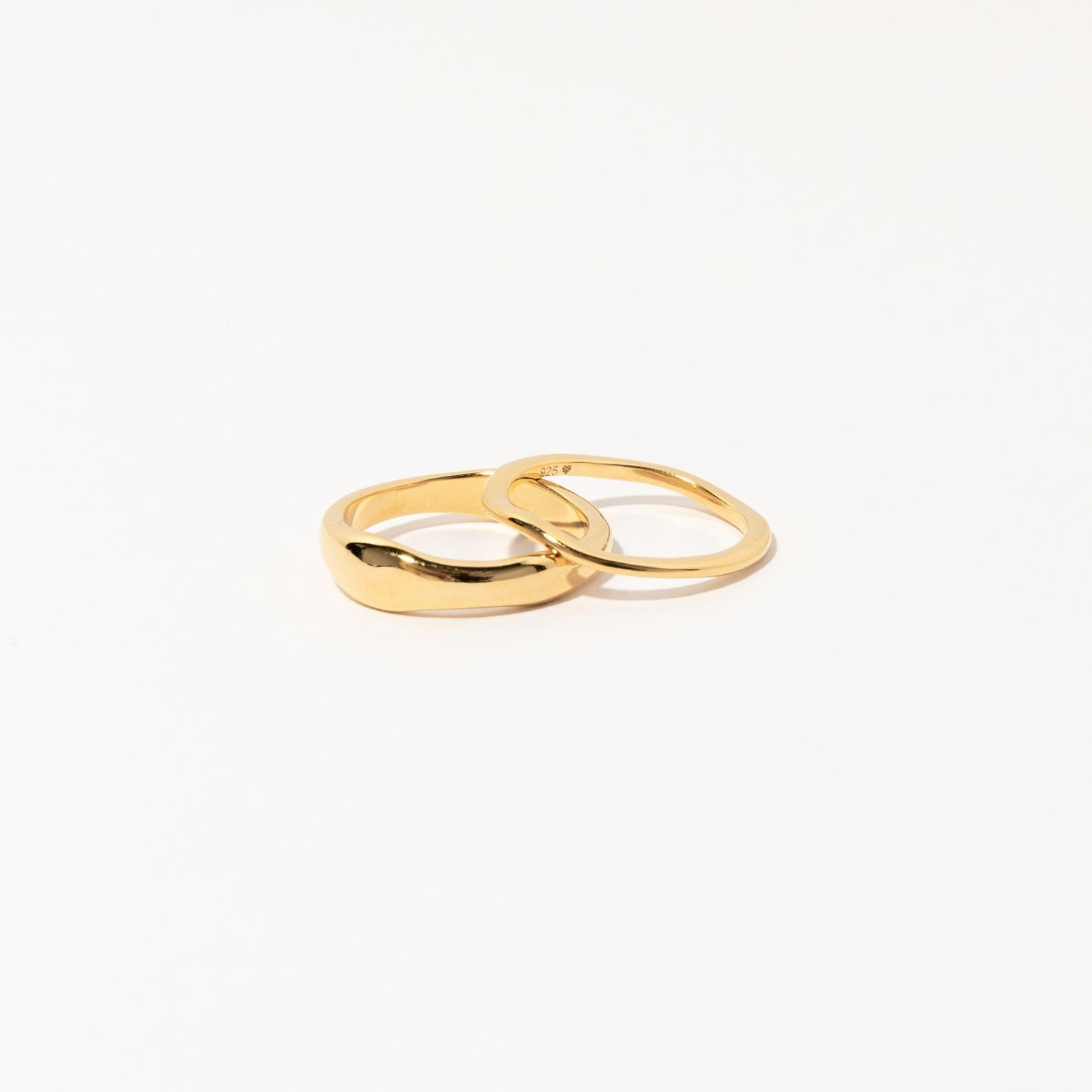 Duo Form Ring Set by Caitlyn Minimalist - Chunky Gold Statement Rings - Set of 2 Stacking Rings - Everyday Jewelry - Gift for Her