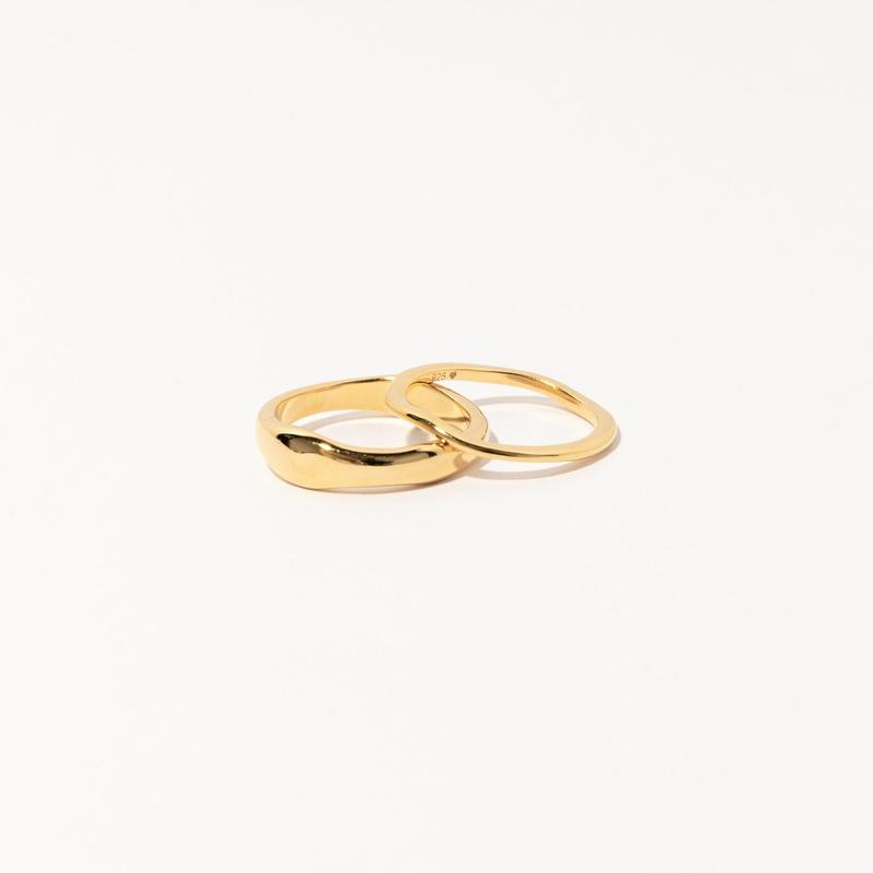 Duo Form Ring Set by Caitlyn Minimalist - Chunky Gold Statement Rings - Minimalist Sterling Silver Stacking Rings - Everyday Jewelry - Gift for Her