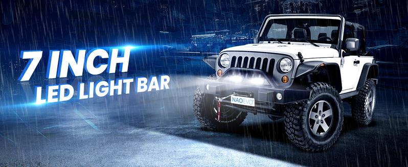NAOEVO 7 Inch LED Light Bar, 240W 24,000LM Offroad LED Pods, Spot/Flood Combo, 2-Pack with Wiring Harness for Truck/Boat/UTV/ATV NAOEVO 7 Inch LED Light Bar, 240W 24,000LM Offroad LED Pods, Spot/Flood Combo, 2-Pack with Wiring Harness for Truck/Boat/UTV/ATV