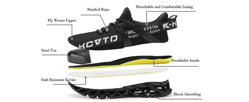 Steel Toe Shoes for Women and Men Wide Fit Non-Slip Composite Work Sneakers Indestructible Comfortable Safety Tennis Shoes Lightweight Breathable Construction Sneakers Puncture-Proof Ergonomic Design Steel Toe Shoes for Women and Men Wide Fit Non-Slip Composite Work Sneakers Indestructible Comfortable Safety Tennis Shoes Lightweight Breathable Construction Sneakers Puncture-Proof Ergonomic Design