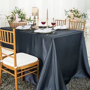 90"x156" Seamless Rectangular Satin Tablecloth - Pewter/Charcoal (1pc)