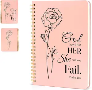 Spiral Notebook Lined for Women & Men 100 GSM Thick 140 Pages Bible Verse Notebook A5 Size with Back Pocket Durable Paper Metal Binding