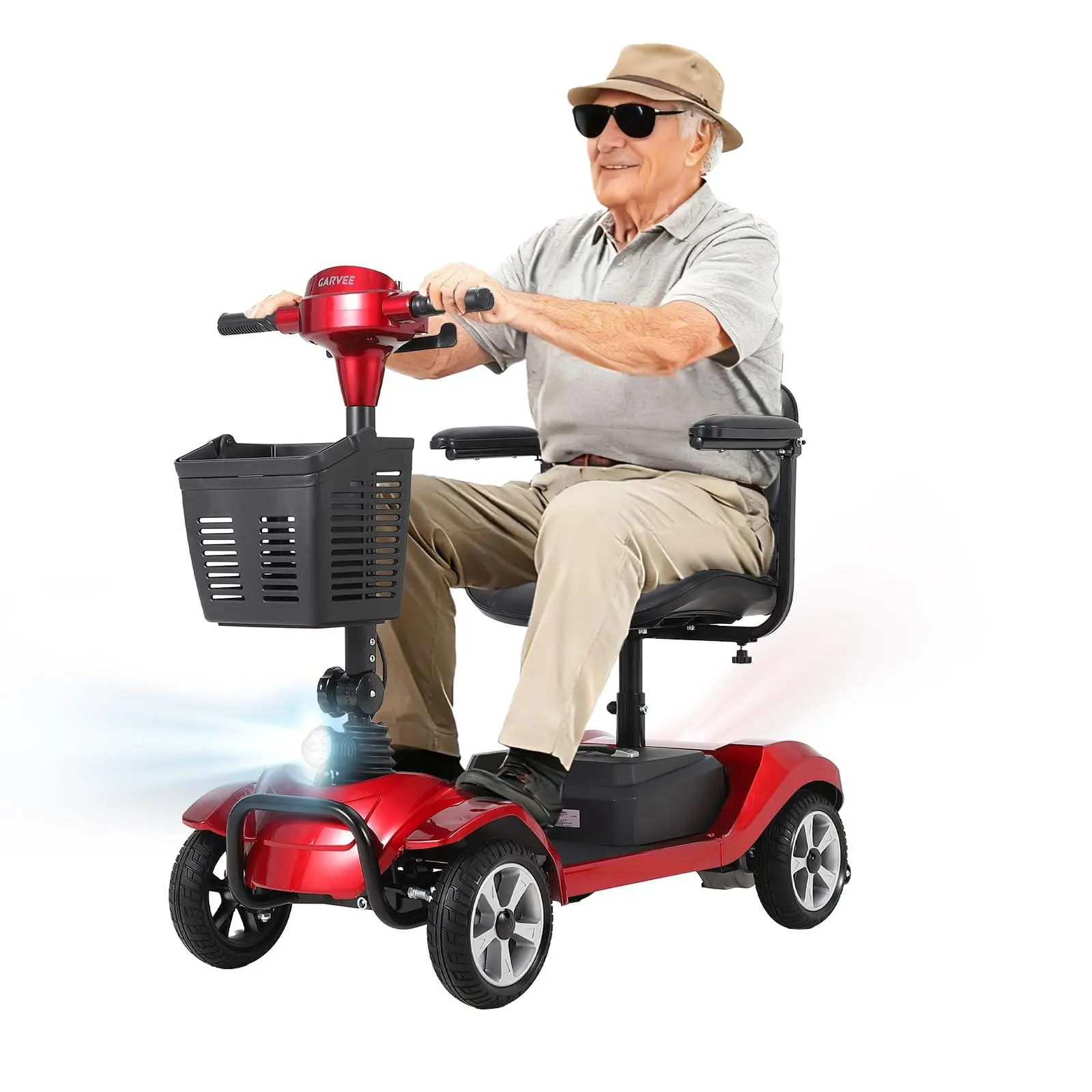 GARVEE Foldable 4-Wheel Mobility Scooter for Adults, 350W Motor & 330LBS Capacity | Integrated 20Ah 24V Battery, Up to 20-Mile Range, 3.7 MPH for Indoor/Outdoor Use