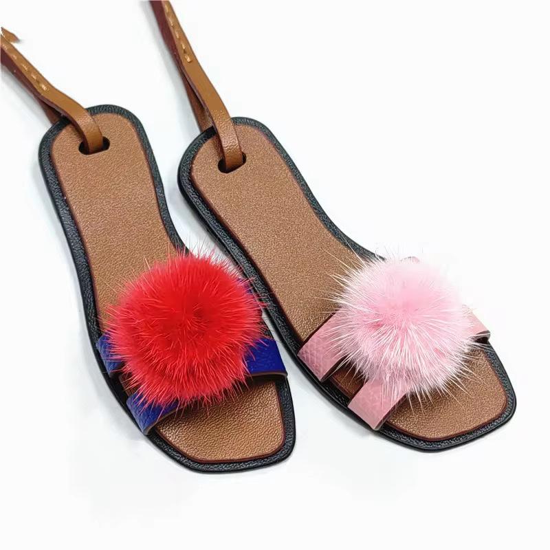 Sandal Pu Bag Charm Accessories - Elegant Unique Design for Versatile Styling with Black Pom Pom - Perfect for Various Occasions