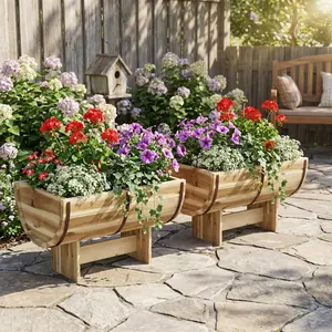 Spaco Outdoor Raised Wooden Planter on Legs, Garden Box for Flowers, Herbs, Vegetables and Fruits Spaco Outdoor Raised Wooden Planter on Legs, Garden Box for Flowers, Herbs, Vegetables and Fruits