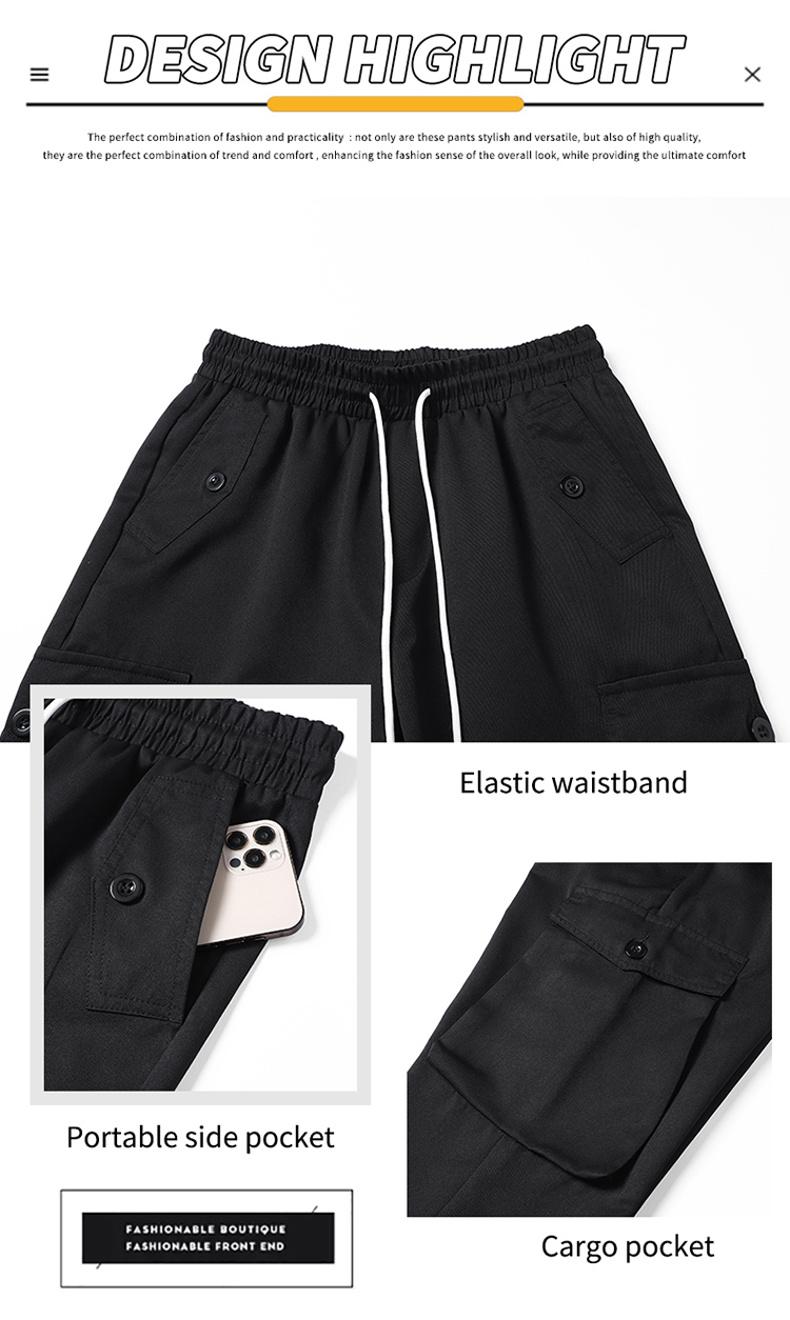 Men’s lightweight cargo pants for spring/summer/autumn — outdoor long pants with multiple pockets, featuring a belt loop closure and a no-zip, non-stretch design; suitable for work (solid color); machine washable.