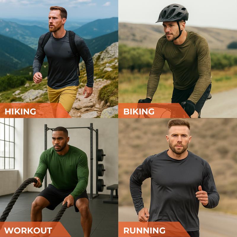 RODEEL 932 Long Sleeve Shirts Men UPF 50+ Sun UV Protection Lightweight Quick Dry Moisture Wicking Breathable Cooling Activewear for Outdoor Sport Gym Workout Running Hiking Camping Fishing Boating Construction Landscaping, Holiday Gift