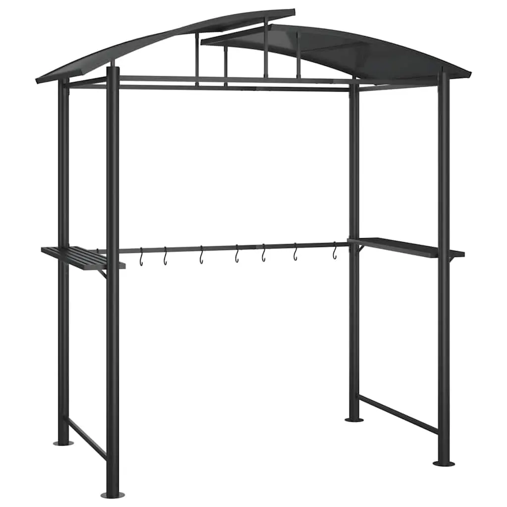 vidaXL Grill Gazebo, BBQ Canopy Grill Pergola Grill Shelter, BBQ Gazebo, Outdoor Kitchen Gazebo with Side Shelves, Anthracite Steel 360139