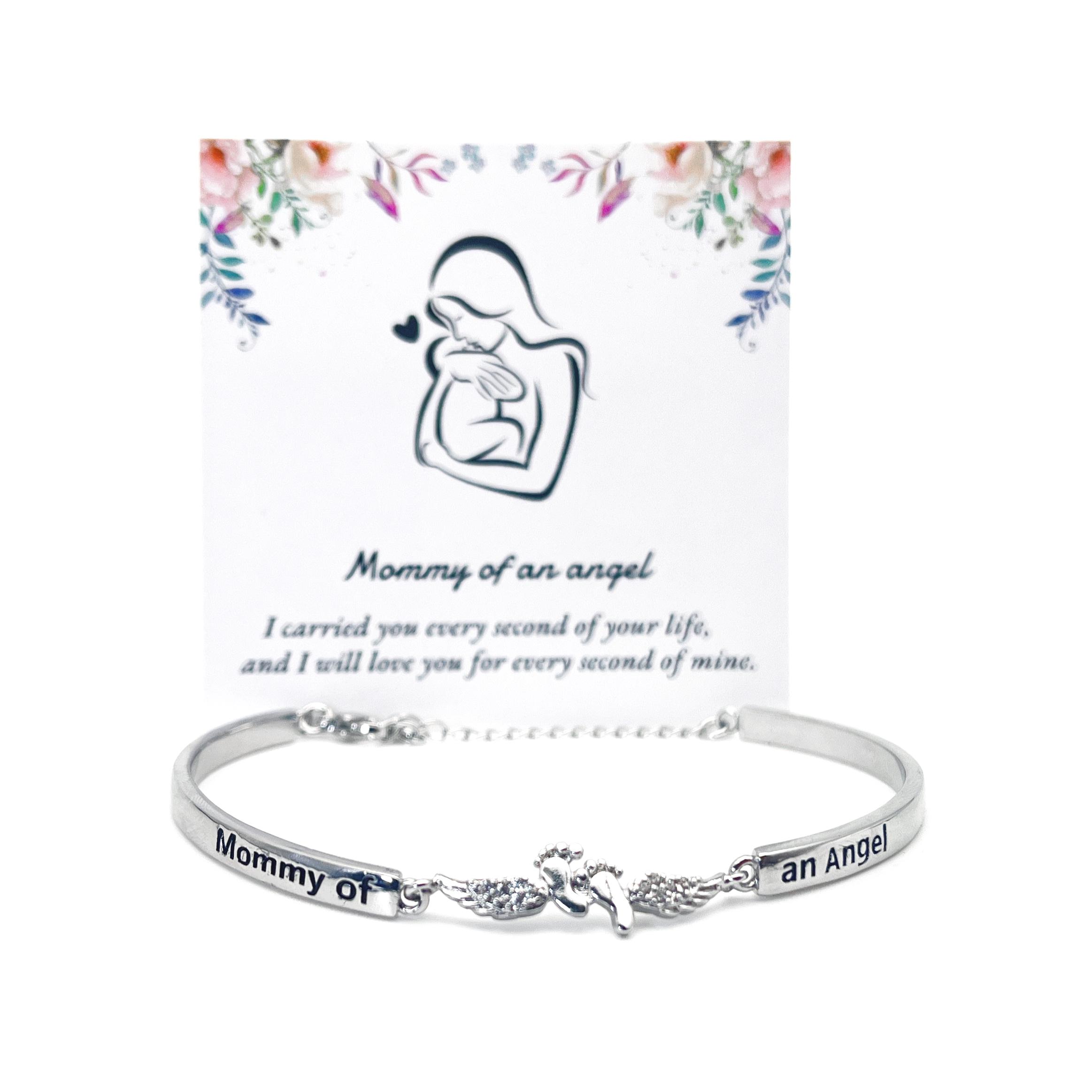 Letter & Wing Design Cuff bracelet - Mommy of Angel, Fashionable Jewelry for Women, Elegant All-match Fashion Accessories for Daily Wear, Personalized Angel Bracelet, Engraved Bracelet