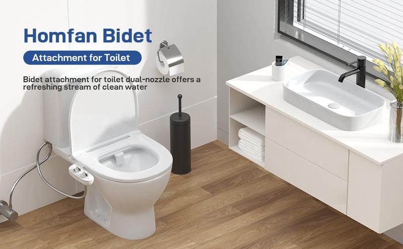【GARVEE】Non-Electric Bidet Toilet Accessory with Dual Self-Cleaning Nozzles for Feminine Wash, Adjustable Pressure Control, and Fresh Cold Water Spray for Existing Toilets