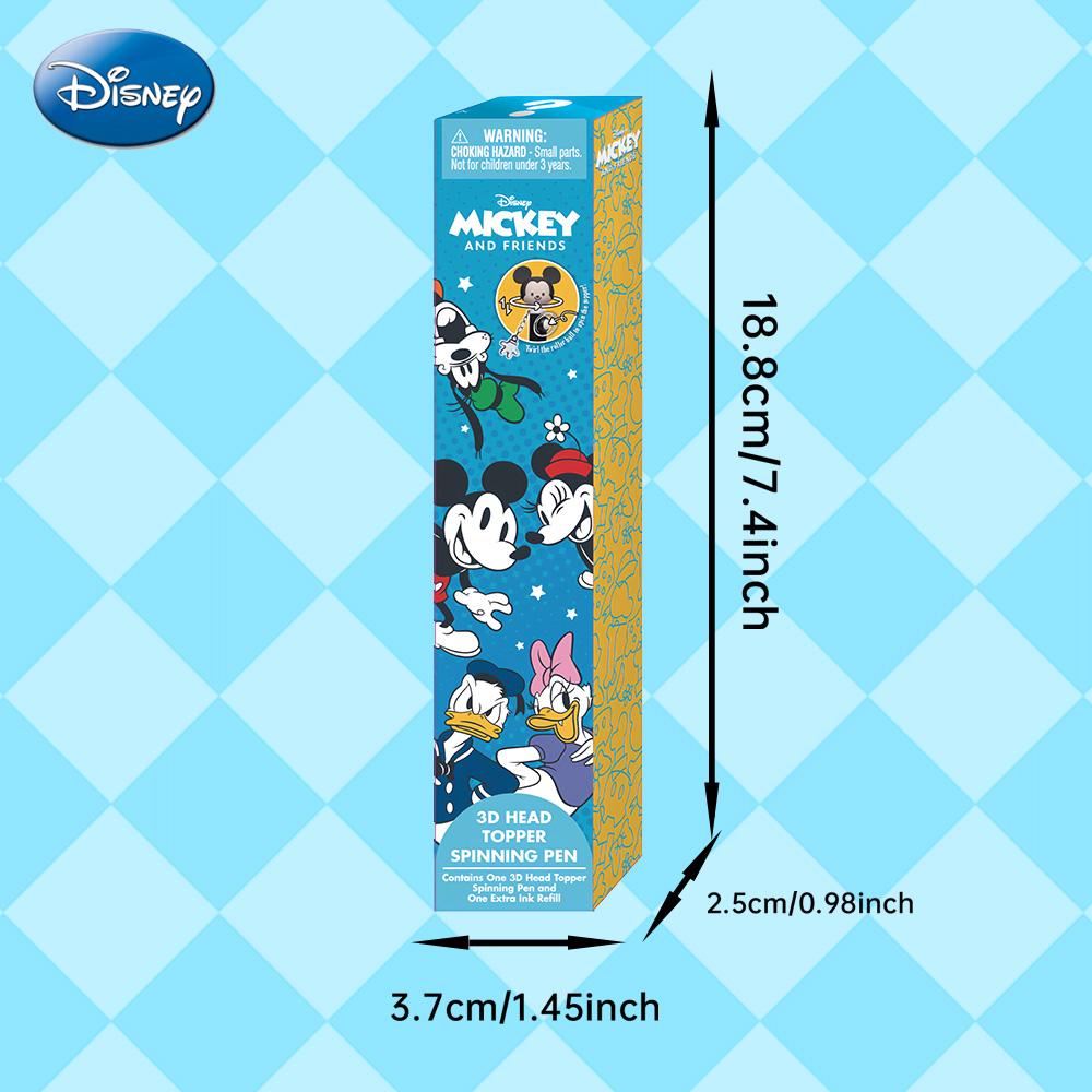 Disney Mickey Pen Blind Box 1PC Officially licensed PVC 3D Head Topper Spinning Pen Anime Figure Collector Fan Gift Mickey Minnie Donald Goofy Chip Dale Daisy