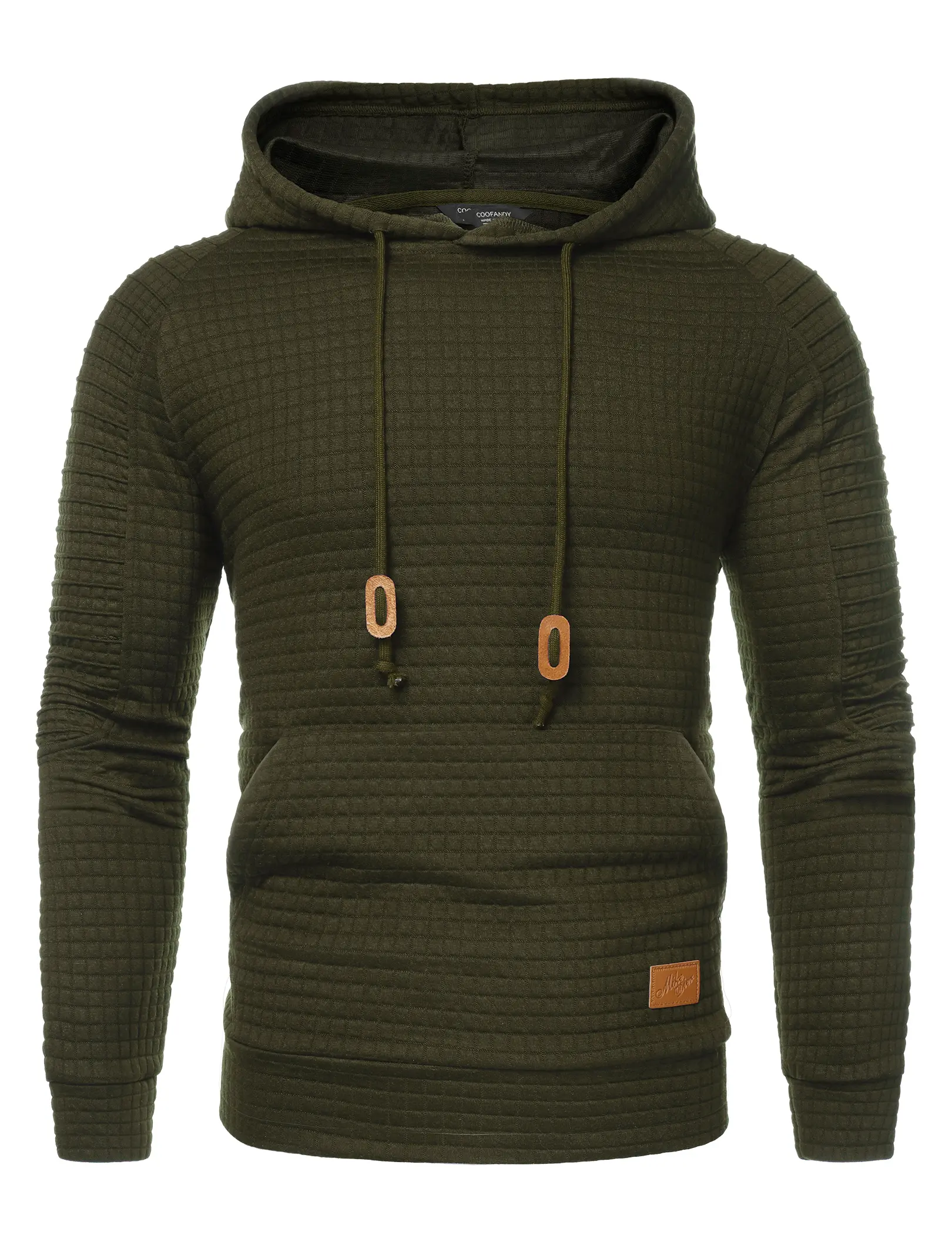 Coofandy Fall Outfits Men's Waffle Knit Hoodie Pullover Casual Long Sleeve Drawstring Sweatshirt with Kanga Pocket Medium Size Comfortable Fit for Daily Wear & Gifts