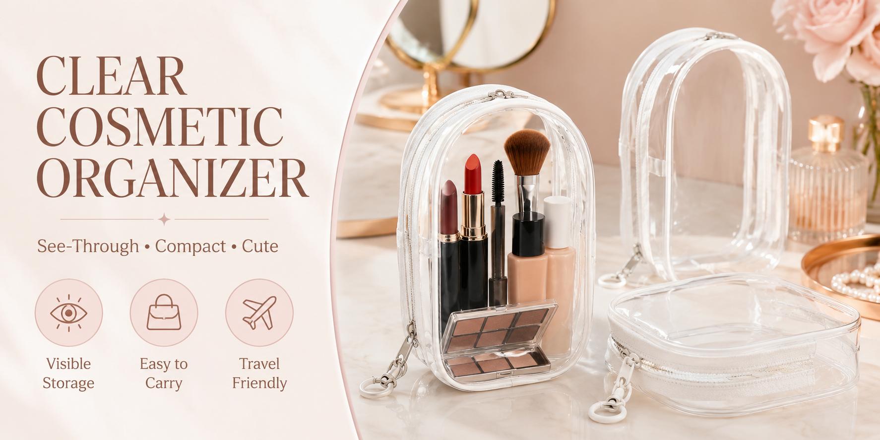Transparent Toiletry Bag for Travel Use, Waterproof Metal Zipper, Easy Inspection, Universal Makeup Organizer (Beauty & Personal Care Tool)