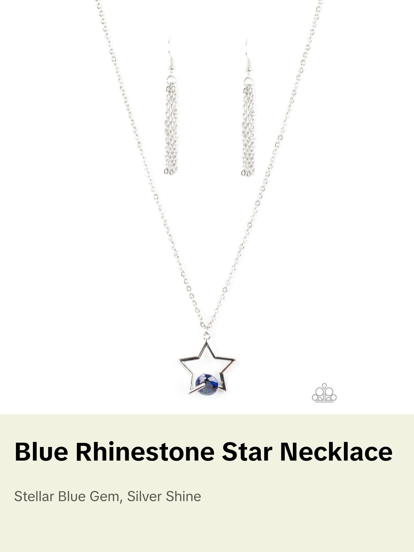 Starry Fireworks - Blue Rhinestone Star Necklace