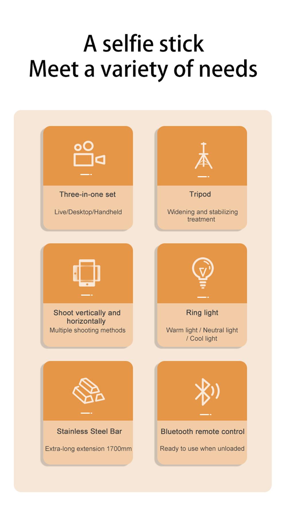 67" Selfie Stick Tripod with Bluetooth Remote & Fill Lights, Upgraded Stand for Selfies/Video Recording/Vlogging, Compatible with iPhone/Android