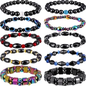 10pcs Magnetic Hematite Bracelets Set – Natural Stone Beaded Bracelets for Men & Women