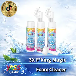 Yass Clean F'king Magic Foam Cleaner 3PACK 200ML Removes Stains With Carpet Cleaner Brush，Effectively Removes Stains And Odours Caused By Pets From Carpets And Upholstery