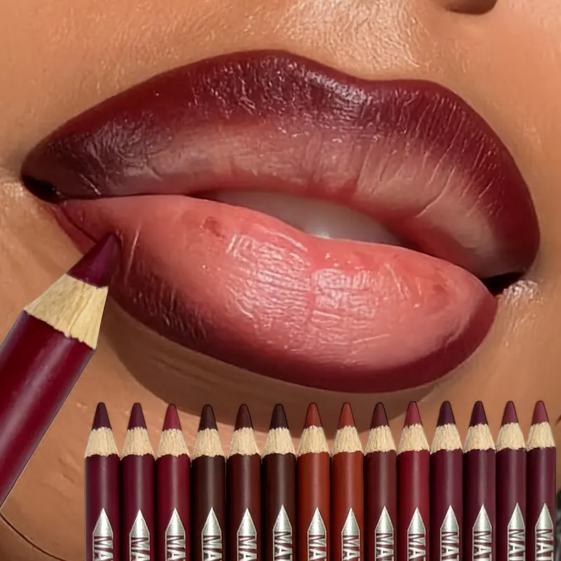12Pcs Matte Lip Liner With Sharpener Set Waterproof Smudgeproof Precise Contour Lipstick Pens Long Lasting Smooth Makeup Versatile Daily Cosmetic Summeressentials