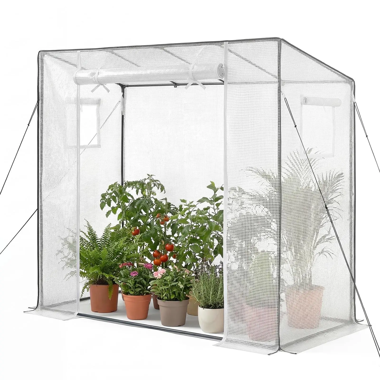 【SummerFinds】VEVOR Steel Walk-in Greenhouse Kit, 76.8"x30.3"x66.1" Outdoor Portable Plant Garden Hot House with Sloped Roof (Sheds Rain), PE Cover, Roll-Up Zipper Walk-in Doors, Windows, Keeps Animals Out for Backyard Flowers
