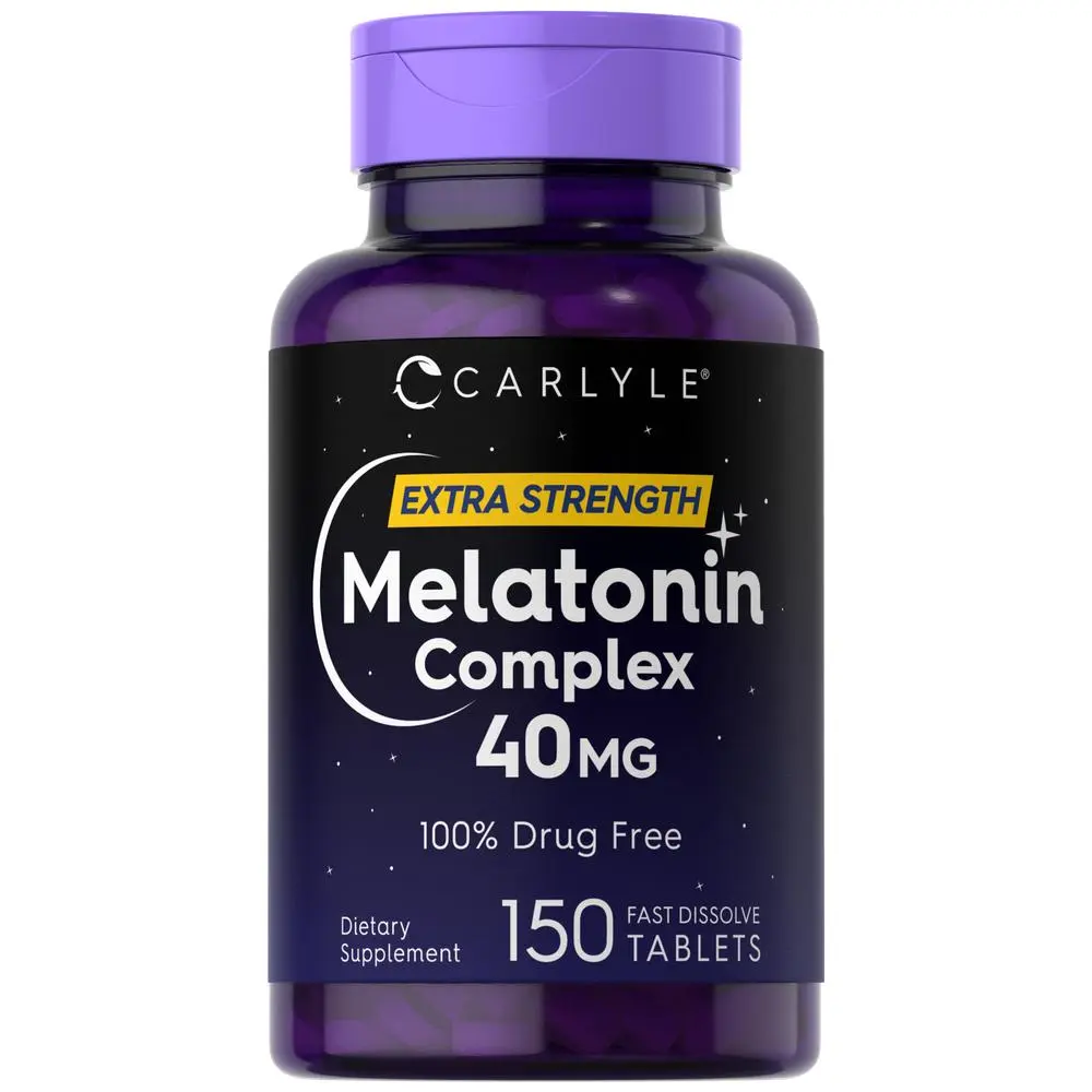 Carlyle Melatonin 40mg Complex - 150 Tablets - Extra Strength Support - with Ashwagandha and Chamomile - Vegetarian, Non-GMO, Gluten Free Supplement