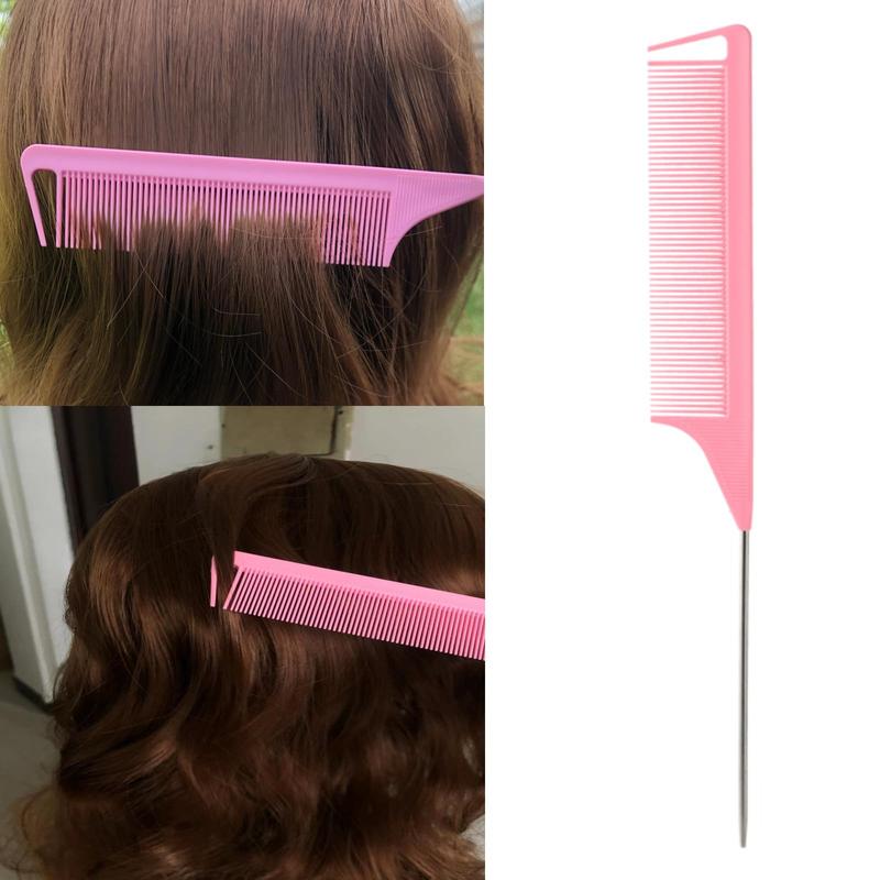 5Pcs Slick Back Brush Set with Topsy Tail Tool, Teasing Bristle, Rat Comb for Women & Girls Hair Styling, Flyaways Control and Edge Combing - Pink