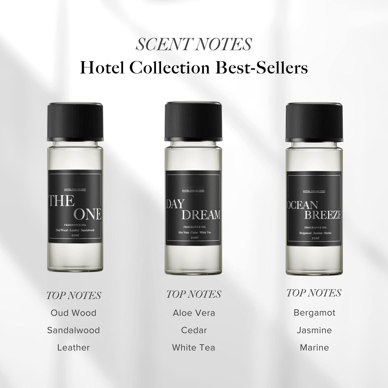 20ml x 3 Natural Oil Diffuser Set: Cold-Air Technology Covers 1000sqft, 5-Star Hotel Inspired Scents, Portable Rechargeable Control for Home Gym Relaxation