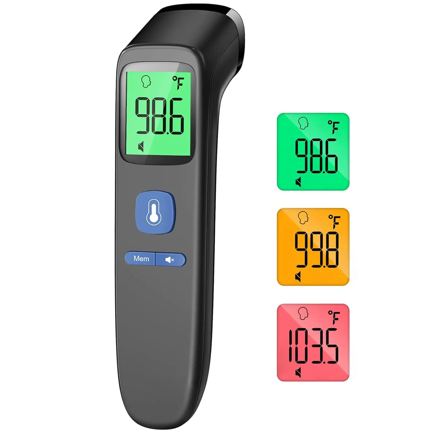 No-Touch Digital Forehead Thermometer for Families - 1-Second Fast Result Body Temp Monitoring, Accurate, 2-in-1 Mode, Temperature Alarm, Simple Button, Easy for All, Baby-Safe Medical Healthcare Device