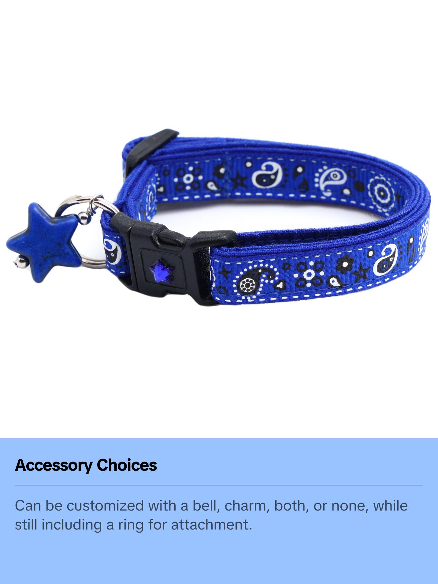 Bandana Paisley Breakaway Safety Cat Collar with Jingle Bell & Charm by Pugs2Persians Cowboy Western