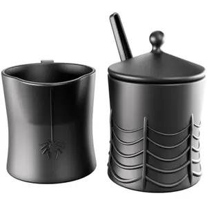 Spiderweb Sugar and Creamer Set – Black Ceramic Sugar Bowl with Lid & Spoon and Creamer Pitcher (Gothic Decor)