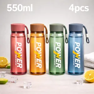 KIJKSYJ 4pcs Sports Water Bottle 550ml Leakproof Durable for Active Lifestyle Drinkware Washable soda glass cup set