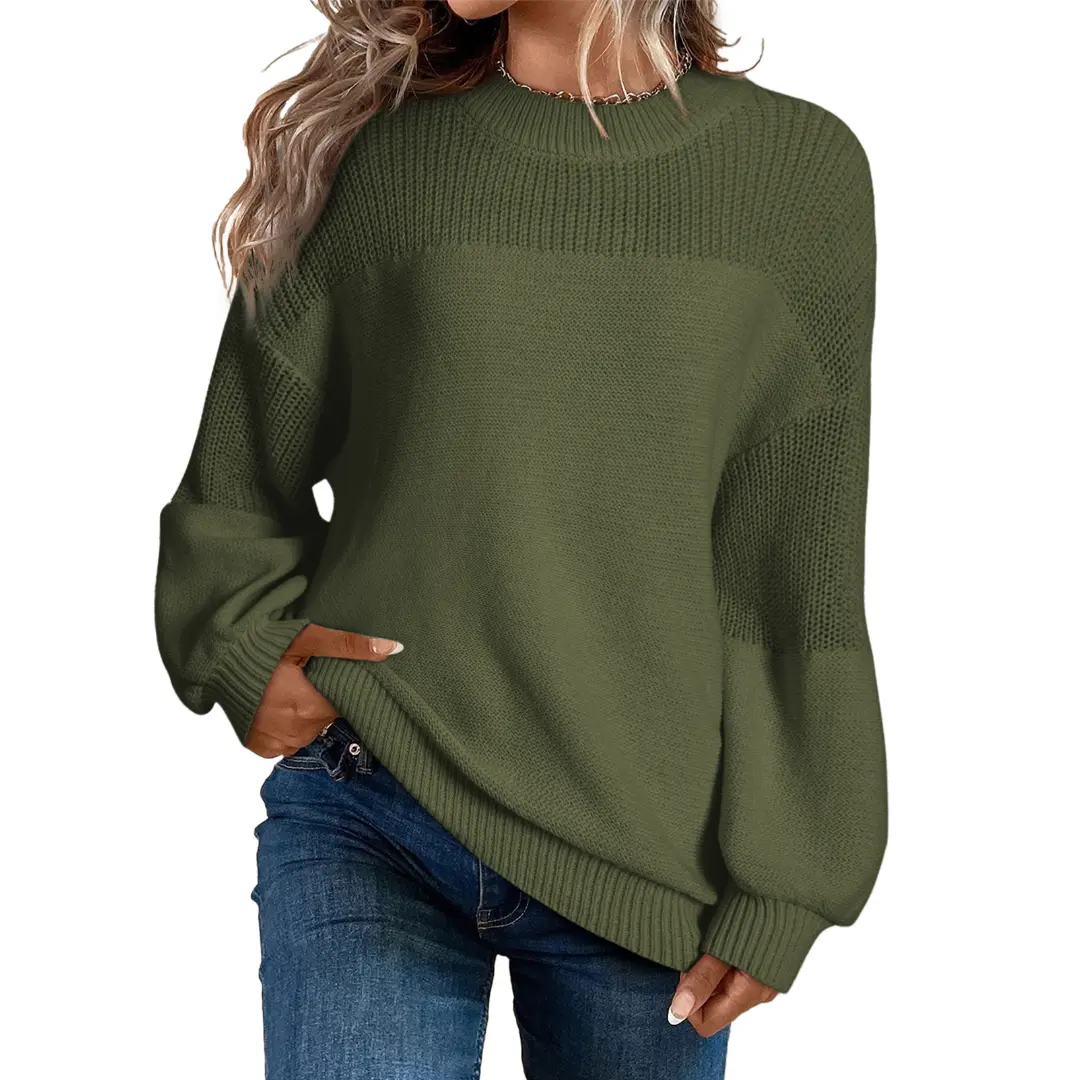 Dokotoo Women's Oversized Long Sleeve Crewneck Pullover Sweaters Solid Color Knit Tops Elegant Casual Fall Outfits Soft Comfy Fashion Clothing Trendy 2026 Winter Clothes