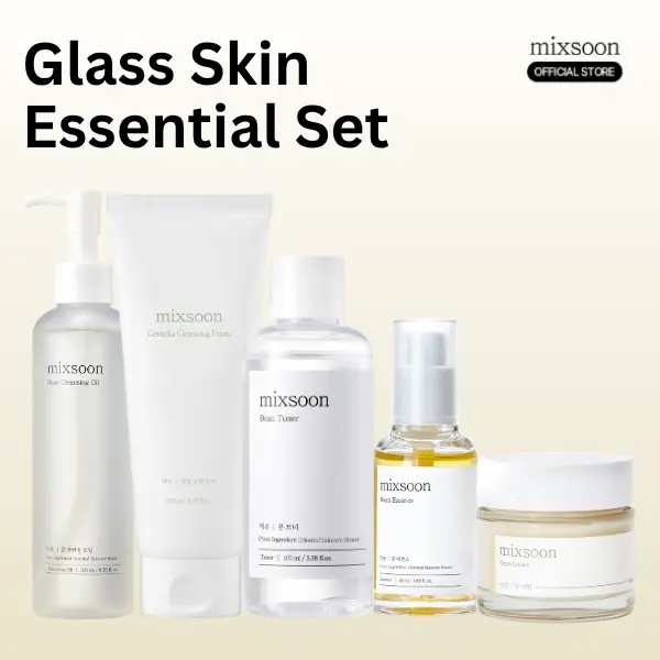 [mixsoon Official] Glass Skin Essential Skincare Routine Set - Vegan Cleanser, Foam, Moisturizer for Tired & Dehydrated Skin, Deep Glow & Smooth Care