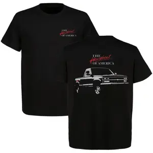 The Heartbeat of America Chevrolet T-Shirt – Classic Black Pickup Truck Graphic Tee for Car Enthusiasts, Vintage Chevy Fans, and American Muscle Style Collectors