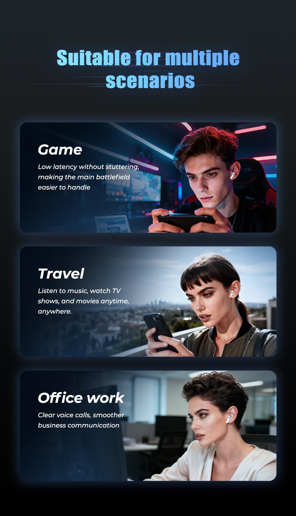 HTC NE49-ai translation headset Bluetooth headset (6.0), charging box, IPX5 waterproof, 35 hours of charging box life, built-in microphone.