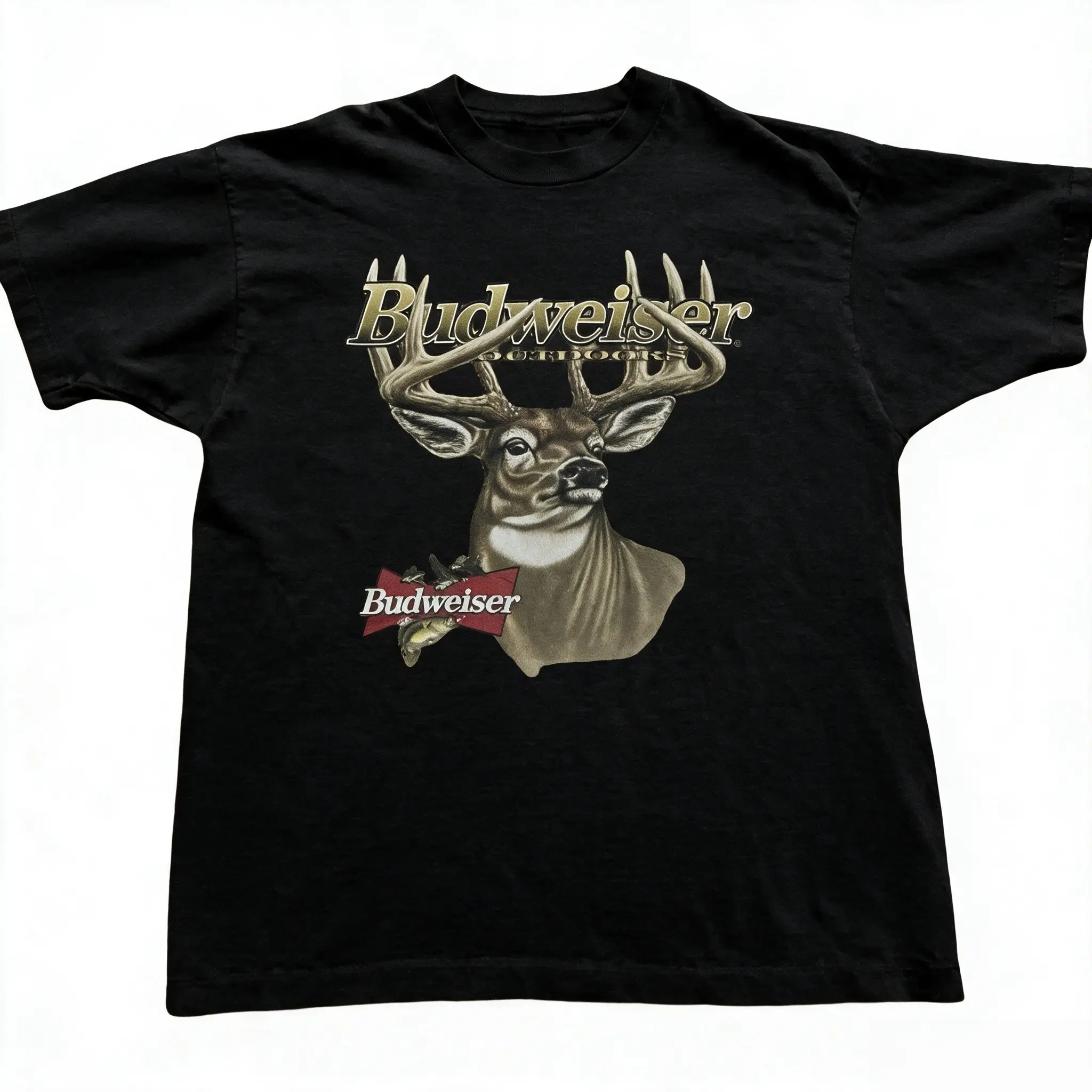 Unisex Brown Cotton Retro Deer T-Shirt - Buck Wildlife Beer Graphic, Vintage Deer Graphic Shirt, Vintage Animal Graphic Tee,Vintage Hunting, Country Outdoors Tee