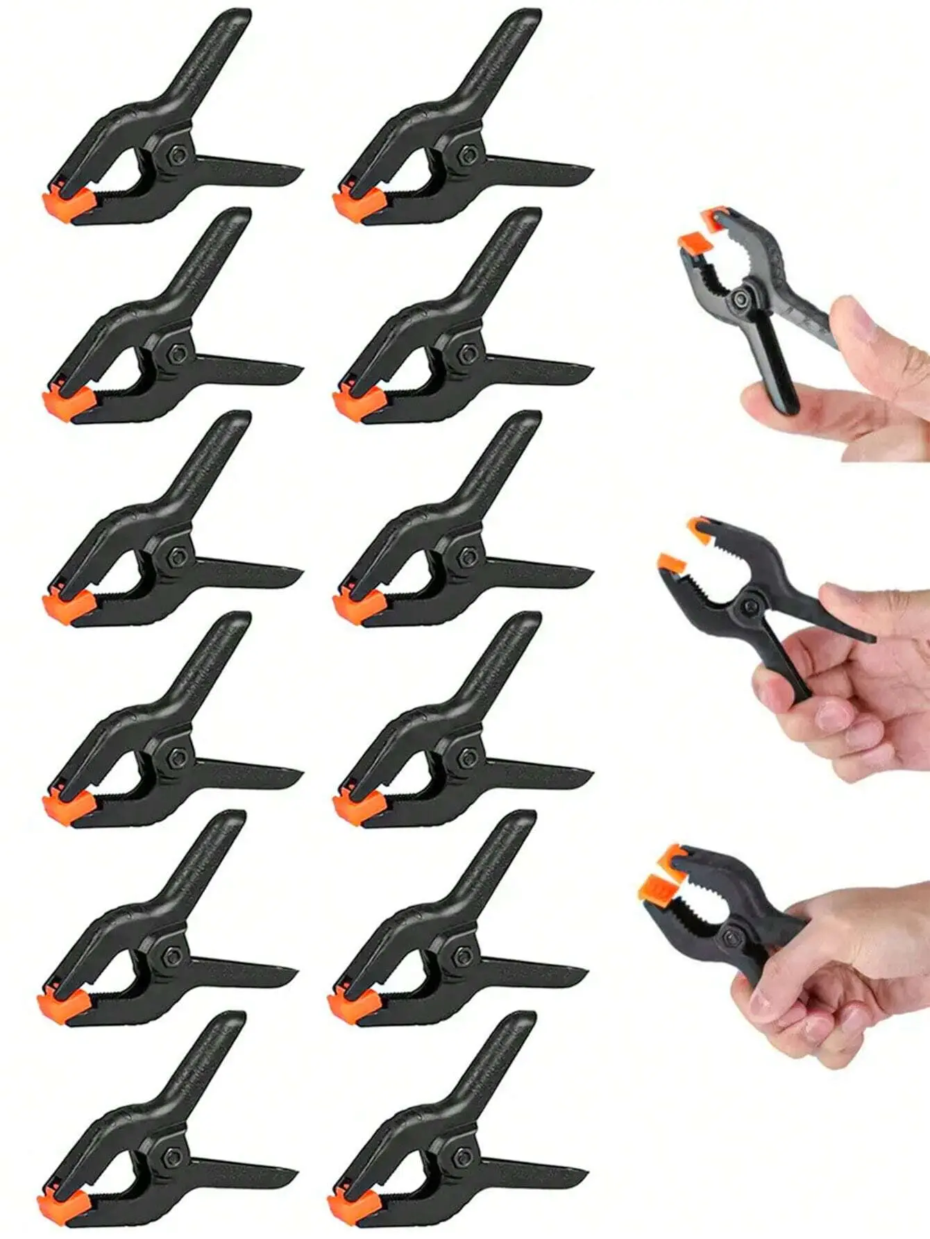 12/8/4 Pack Plastic Spring Clamps, 3.5 in Heavy-Duty Small Strong Grip Clamps for Crafting, Woodworking, Photography Studio Background Stand, DIY Projects, 12 Pack Plastic Spring Clamps