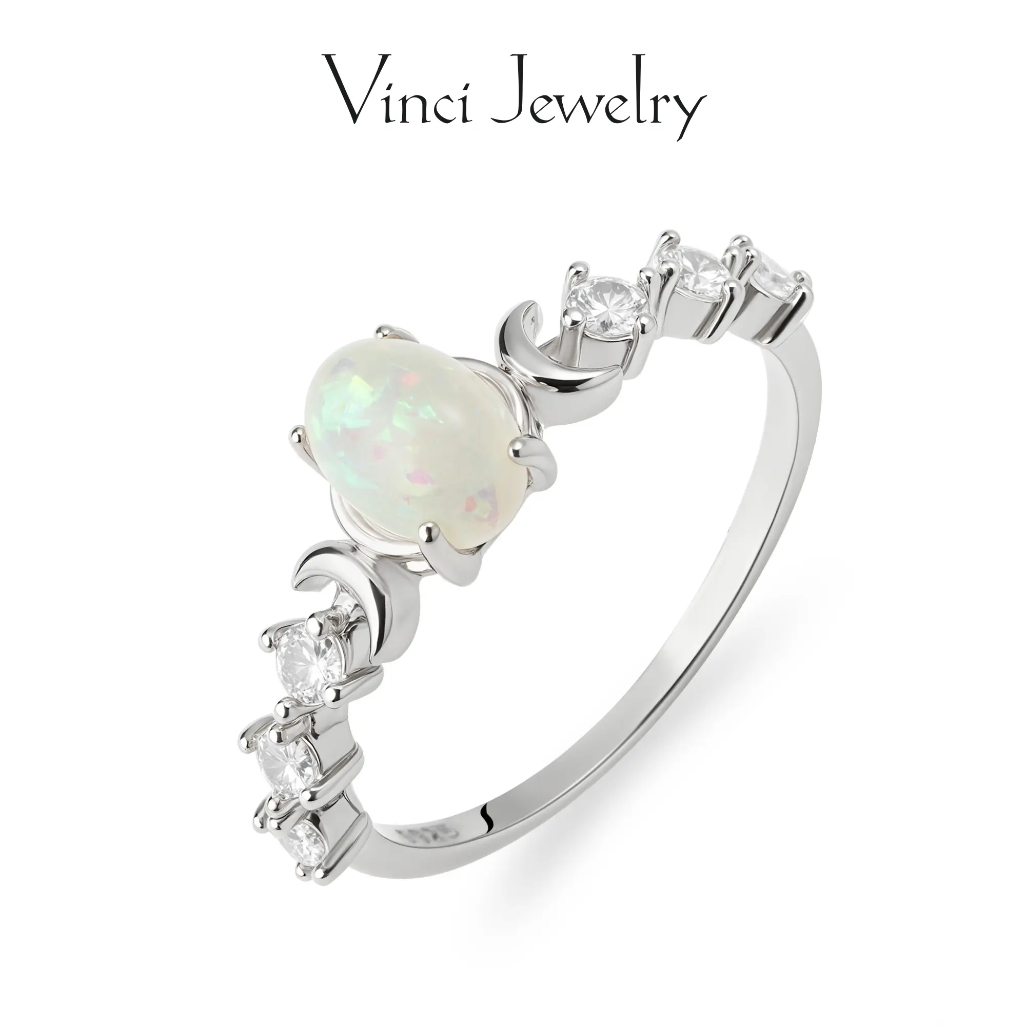 925 Sterling Silver Hecate Ring Synthetic Opal Ring Triple Goddess Moon Design Witchy Jewelry for Devotion High Quality Cubic Zirconia Silver Ring for Women Daily Wearing Gorgeous Ring Jewelry Gift for Mom Girlfriend, Mother's day Gift