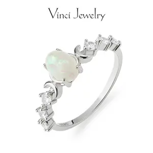 925 Sterling Silver Hecate Ring Synthetic Opal Ring Triple Goddess Moon Design Witchy Jewelry for Devotion High Quality Cubic Zirconia Silver Ring for Women