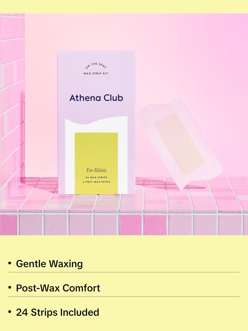 Athena Club Wax Strip Kit for Bikini - 24 Wax Strips & Post-Wax Wipes for Body Care and Comfort