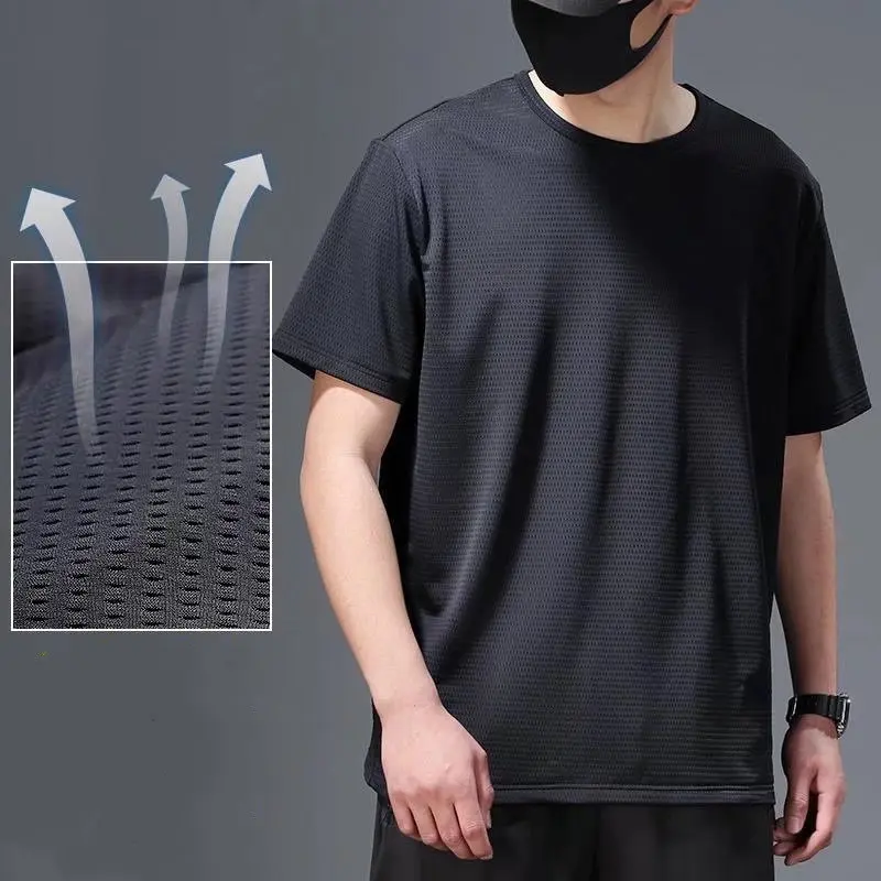 2026 Men Mesh Breathable Quick Dry Short Sleeve T-Shirt, Athletic Workout Running Multi-color Casual Tee
