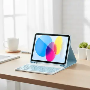 Detachable Bluetooth Keyboard Case for iPad 11/10th Gen 2025 11’’ 2022 10.9’’ with Pencil Holder Pink